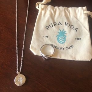 NWOT silver star ring (size 8) and necklace set